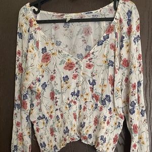 Long Sleeved Floral Summer Top Size XL